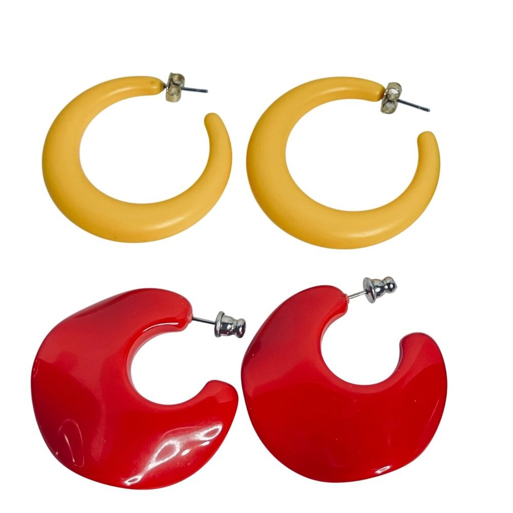 Lot Of 5 Large Plastic Hoop Pierced Earrings (6109) - Picture 3 of 4